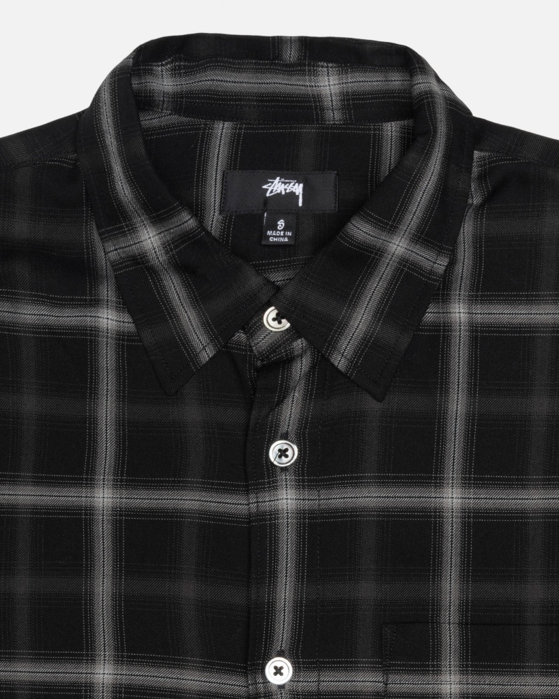 Shirts     Stussy Shadow Plaid Rayon Nere | 23980-TILN