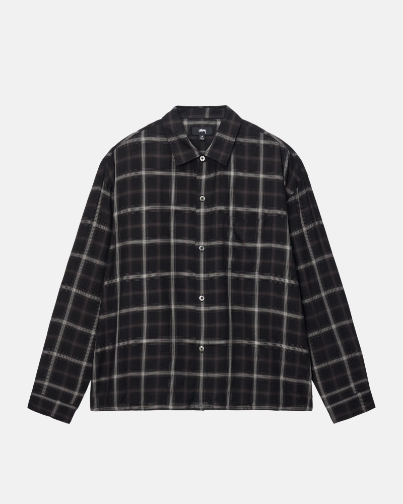 Shirts     Stussy Shadow Plaid Rayon Nere | 23980-TILN