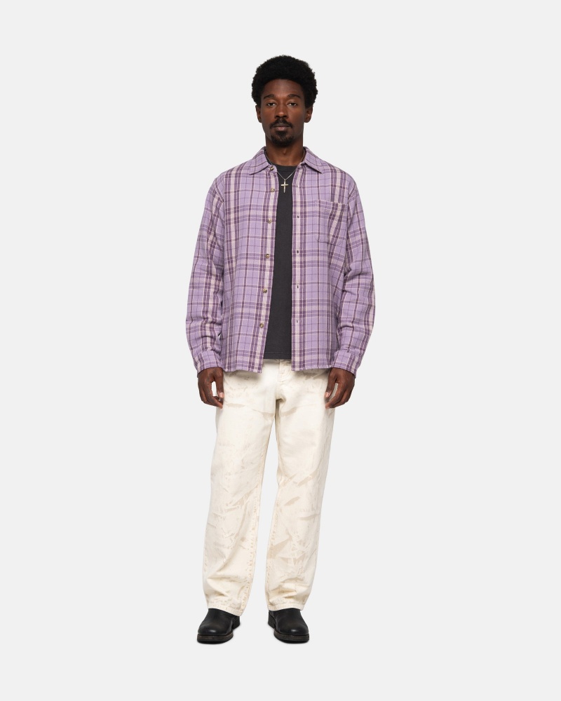 Shirts     Stussy Stones Plaid Lavanda | 68537-OTCH